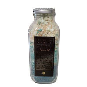 Finch berry emerald fizzy bath soak metallic glitter glass bottle